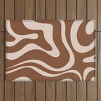 Modern Retro Liquid Swirl Fluid Abstract Pattern in Brown Outdoor Rug Gallery Image 1