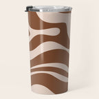 Modern Retro Liquid Swirl Fluid Abstract Pattern in Brown Travel Mug Gallery Image 3