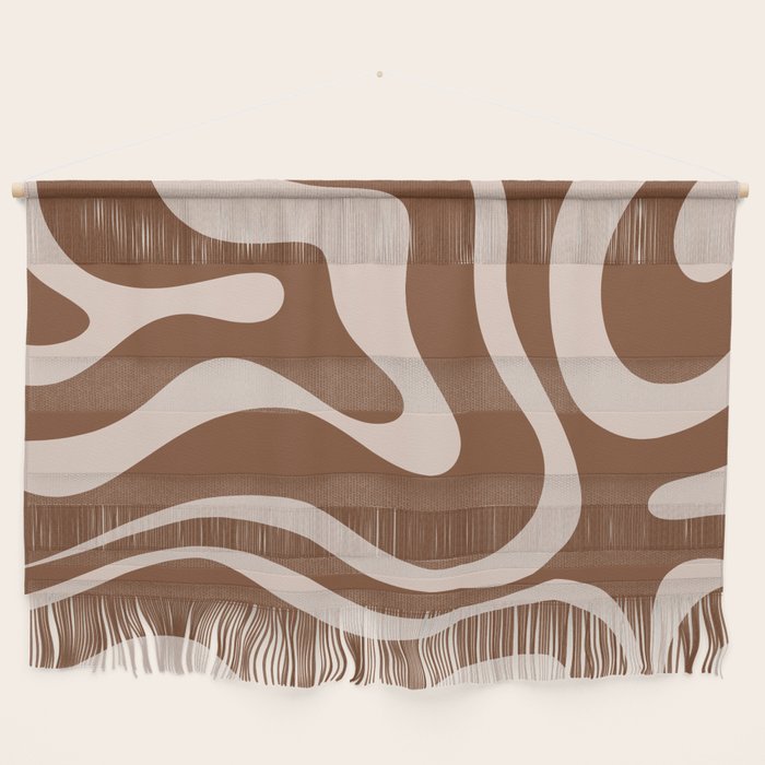 Modern Retro Liquid Swirl Fluid Abstract Pattern in Brown Wall Hanging Gallery Image 1