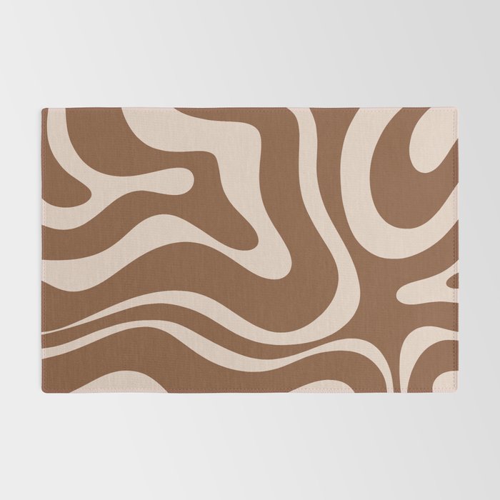 Modern Retro Liquid Swirl Fluid Abstract Pattern in Brown Rug Gallery Image 2