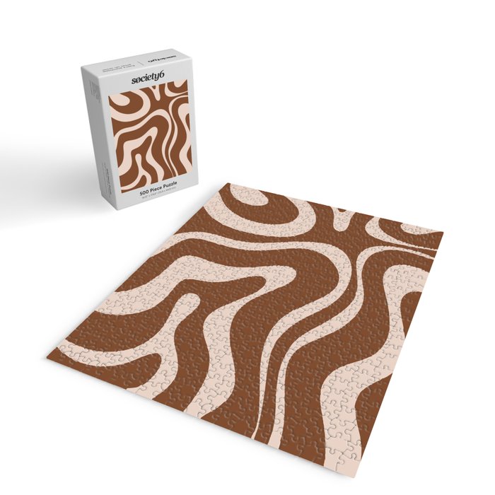 Modern Retro Liquid Swirl Fluid Abstract Pattern in Brown Jigsaw Puzzle Gallery Image 2