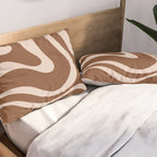 Modern Retro Liquid Swirl Fluid Abstract Pattern in Brown Pillow Sham Gallery Image 2