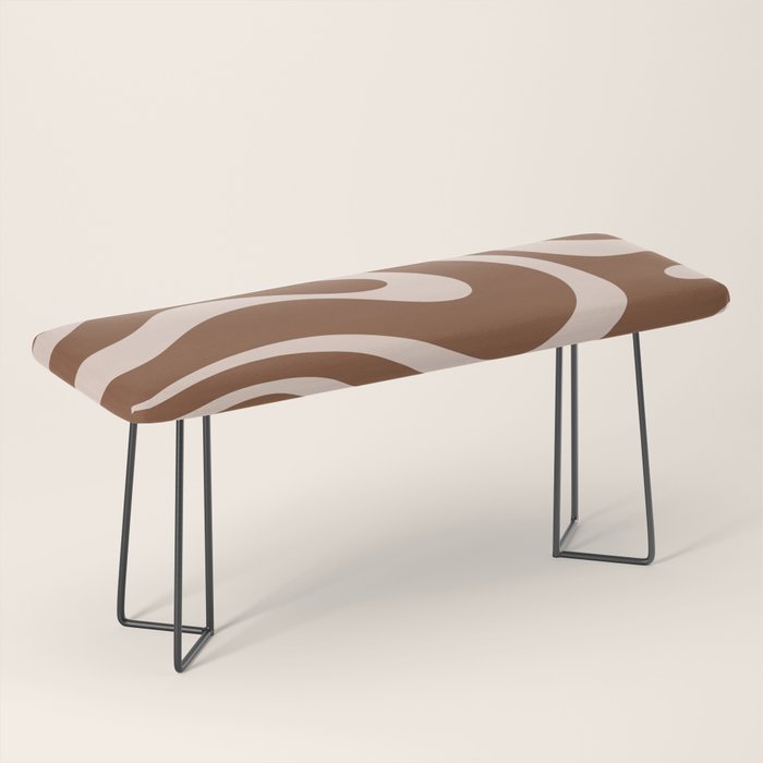 Modern Retro Liquid Swirl Fluid Abstract Pattern in Brown Bench Gallery Image 1