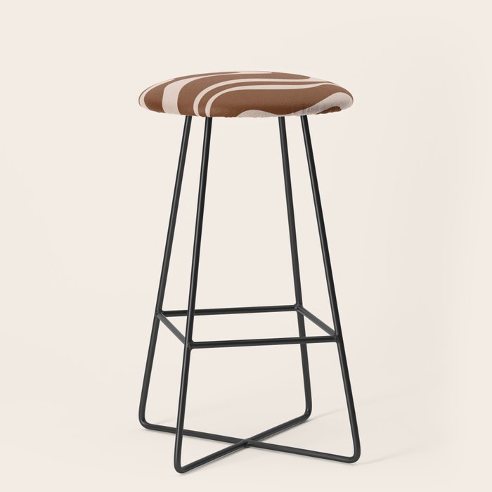 Modern Retro Liquid Swirl Fluid Abstract Pattern in Brown Stool Gallery Image 1