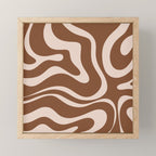 Modern Retro Liquid Swirl Fluid Abstract Pattern in Brown Mini Art Print Gallery Image 1
