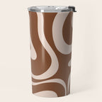Modern Retro Liquid Swirl Fluid Abstract Pattern in Brown Travel Mug Gallery Image 2
