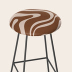 Modern Retro Liquid Swirl Fluid Abstract Pattern in Brown Stool Gallery Image 2