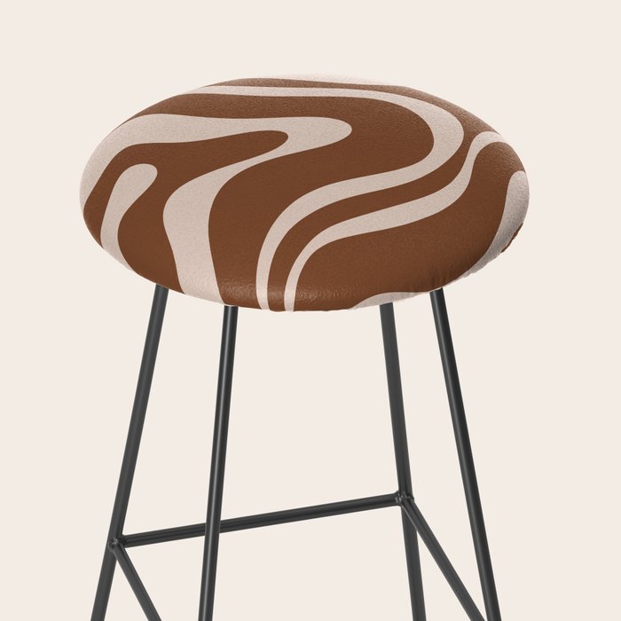 Modern Retro Liquid Swirl Fluid Abstract Pattern in Brown Stool Gallery Image 2