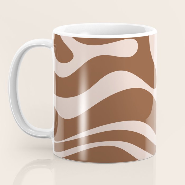 Modern Retro Liquid Swirl Fluid Abstract Pattern in Brown Coffee Mug Gallery Image 3