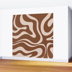 Modern Retro Liquid Swirl Fluid Abstract Pattern in Brown Wall Mural Gallery Image 2