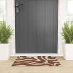 Modern Retro Liquid Swirl Fluid Abstract Pattern in Brown Welcome Mat Gallery Image 3