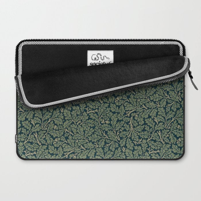 William Morris Antique Oak Leaf Teal Slate Laptop Sleeve Gallery Image 2