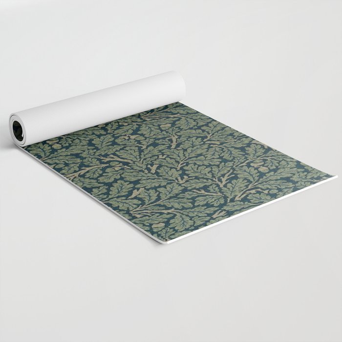 William Morris Antique Oak Leaf Teal Slate Yoga Mat Gallery Image 2
