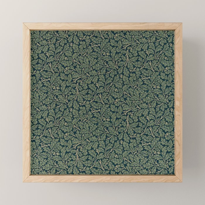 William Morris Antique Oak Leaf Teal Slate Mini Art Print Gallery Image 1