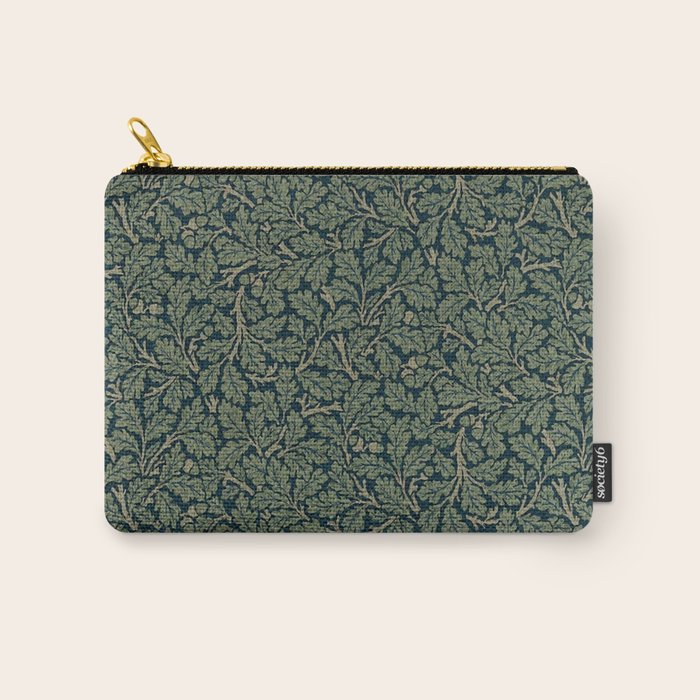 William Morris Antique Oak Leaf Teal Slate Carry All Pouch Gallery Image 1