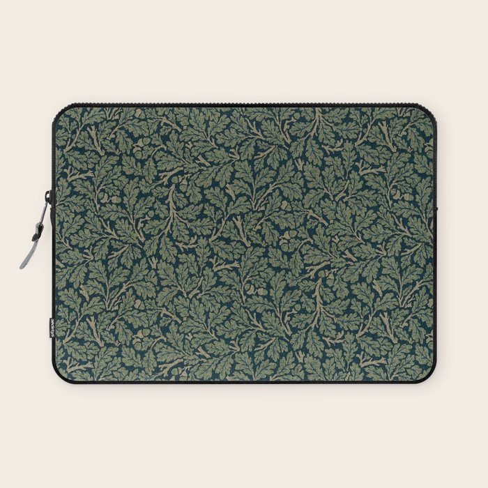 William Morris Antique Oak Leaf Teal Slate Laptop Sleeve Gallery Image 1