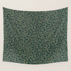 William Morris Antique Oak Leaf Teal Slate Wall Tapestry Gallery Image 4