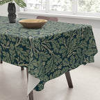 William Morris Antique Oak Leaf Teal Slate Tablecloth Gallery Image 3