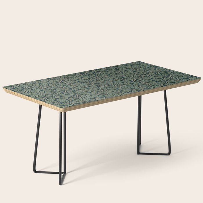 William Morris Antique Oak Leaf Teal Slate Coffee Table Gallery Image 1