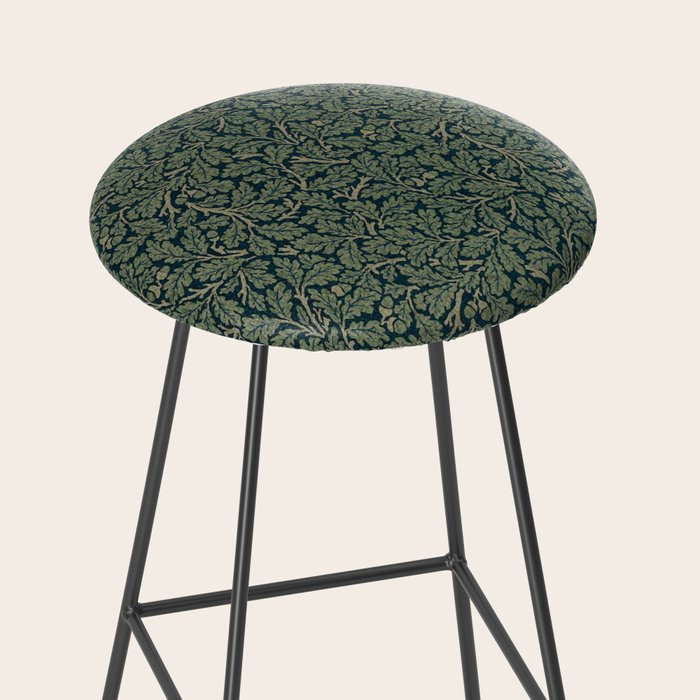 William Morris Antique Oak Leaf Teal Slate Stool Gallery Image 2