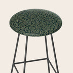 William Morris Antique Oak Leaf Teal Slate Stool Gallery Image 2