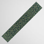 William Morris Antique Oak Leaf Teal Slate Table Runner Gallery Image 3