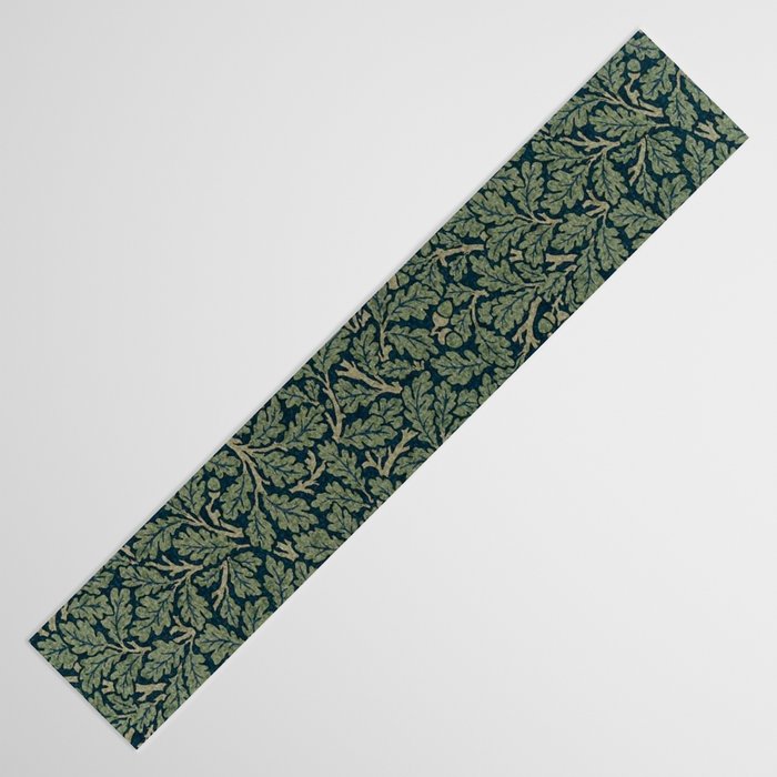 William Morris Antique Oak Leaf Teal Slate Table Runner Gallery Image 3