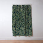 William Morris Antique Oak Leaf Teal Slate Window Curtain Gallery Image 3