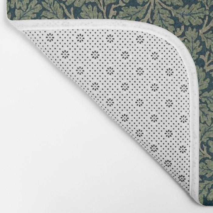 William Morris Antique Oak Leaf Teal Slate Bath Mat Gallery Image 2