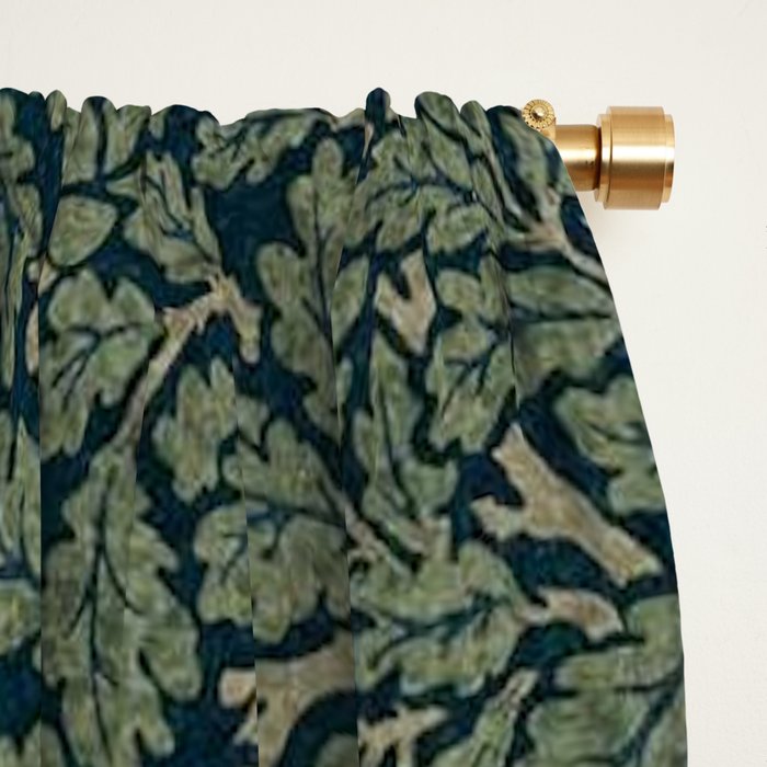 William Morris Antique Oak Leaf Teal Slate Window Curtain Gallery Image 2