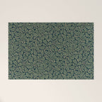 William Morris Antique Oak Leaf Teal Slate Welcome Mat Gallery Image 1