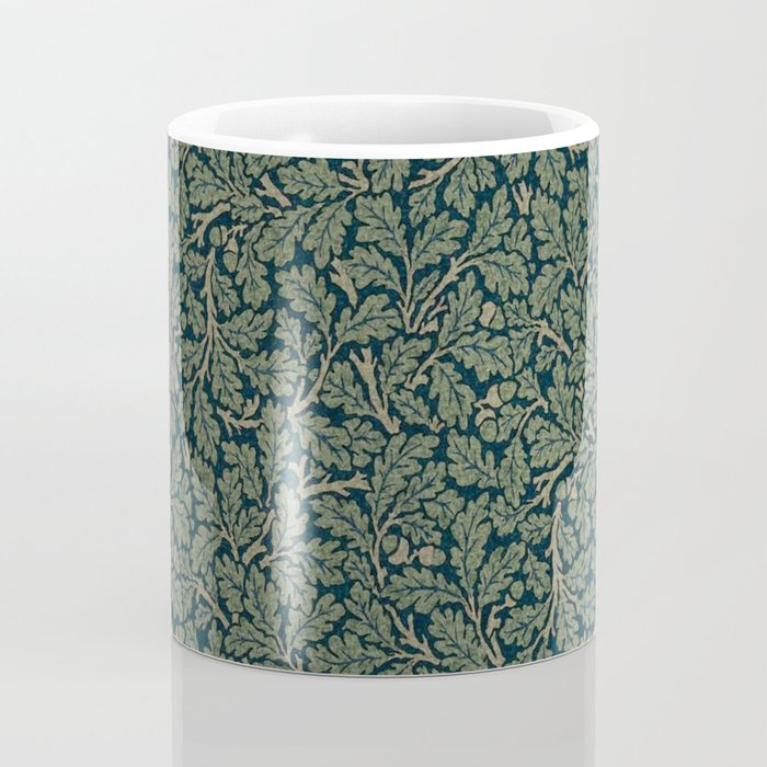 William Morris Antique Oak Leaf Teal Slate Coffee Mug Gallery Image 4