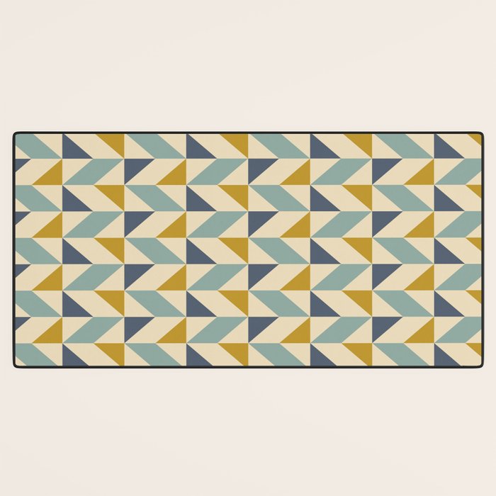 Retro Geometric Triangles in Gold and Blue Desk Mat Gallery Image 3