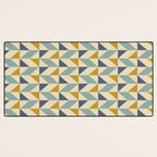 Retro Geometric Triangles in Gold and Blue Desk Mat Gallery Image 3
