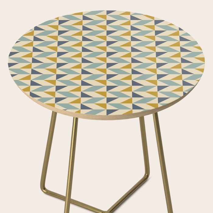 Retro Geometric Triangles in Gold and Blue Side Table Gallery Image 2