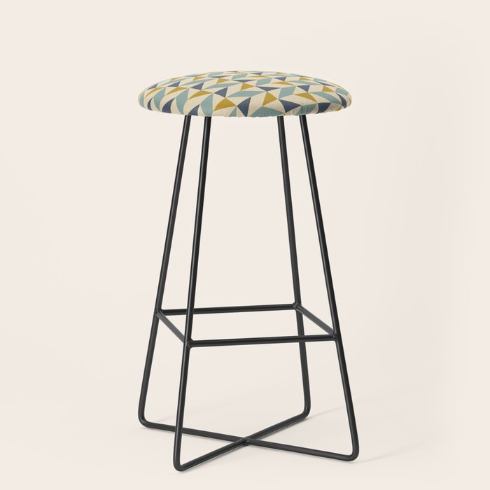 Retro Geometric Triangles in Gold and Blue Stool Gallery Image 1