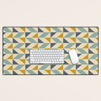 Retro Geometric Triangles in Gold and Blue Desk Mat Gallery Image 1