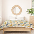 Retro Geometric Triangles in Gold and Blue Duvet Cover Gallery Image 3