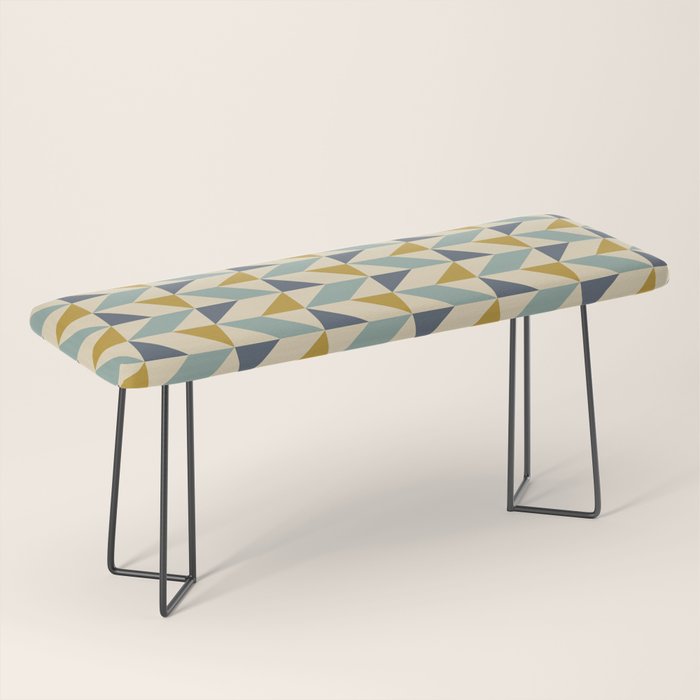 Retro Geometric Triangles in Gold and Blue Bench Gallery Image 1