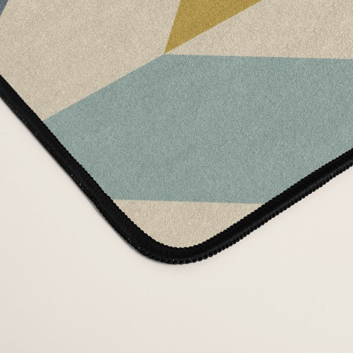 Retro Geometric Triangles in Gold and Blue Desk Mat Gallery Image 4