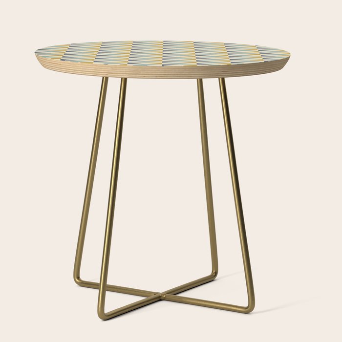 Retro Geometric Triangles in Gold and Blue Side Table Gallery Image 1