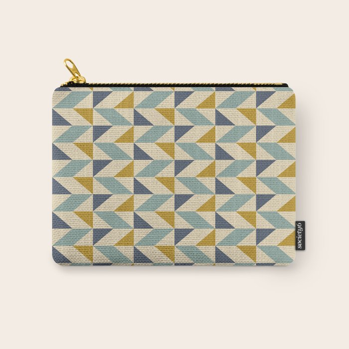 Retro Geometric Triangles in Gold and Blue Carry All Pouch Gallery Image 1