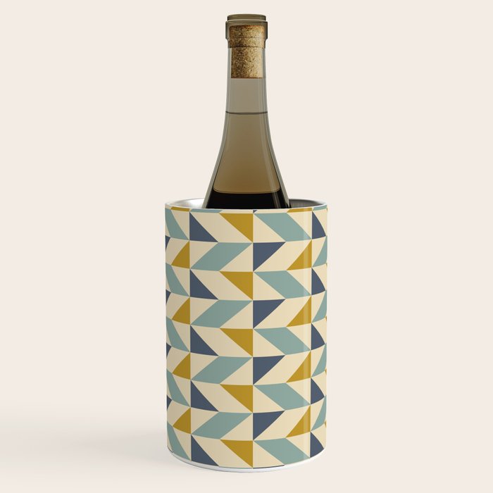 Retro Geometric Triangles in Gold and Blue Wine Chiller Gallery Image 3