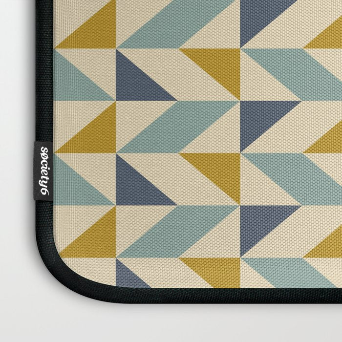 Retro Geometric Triangles in Gold and Blue Laptop Sleeve Gallery Image 3