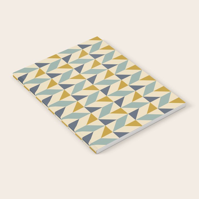 Retro Geometric Triangles in Gold and Blue Notebook Gallery Image 2