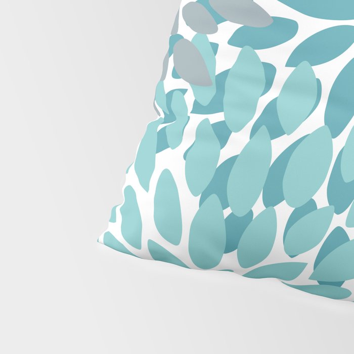 Floral Pattern, Aqua, Teal, Turquoise and Gray Pillow Sham Gallery Image 4