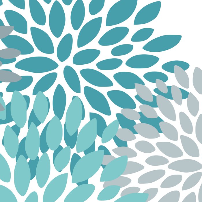 Floral Pattern, Aqua, Teal, Turquoise and Gray Coffee Mug Gallery Image 2