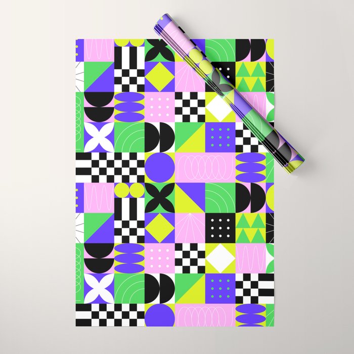 Modern geometric mosaic pattern art Wrapping Paper Gallery Image 1
