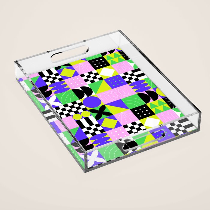 Modern geometric mosaic pattern art Acrylic Tray Gallery Image 1