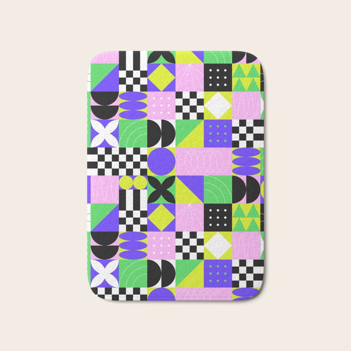 Modern geometric mosaic pattern art Bath Mat Gallery Image 1